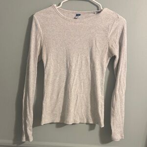 Old Navy Light Gray Ribbed Long Sleeve Top